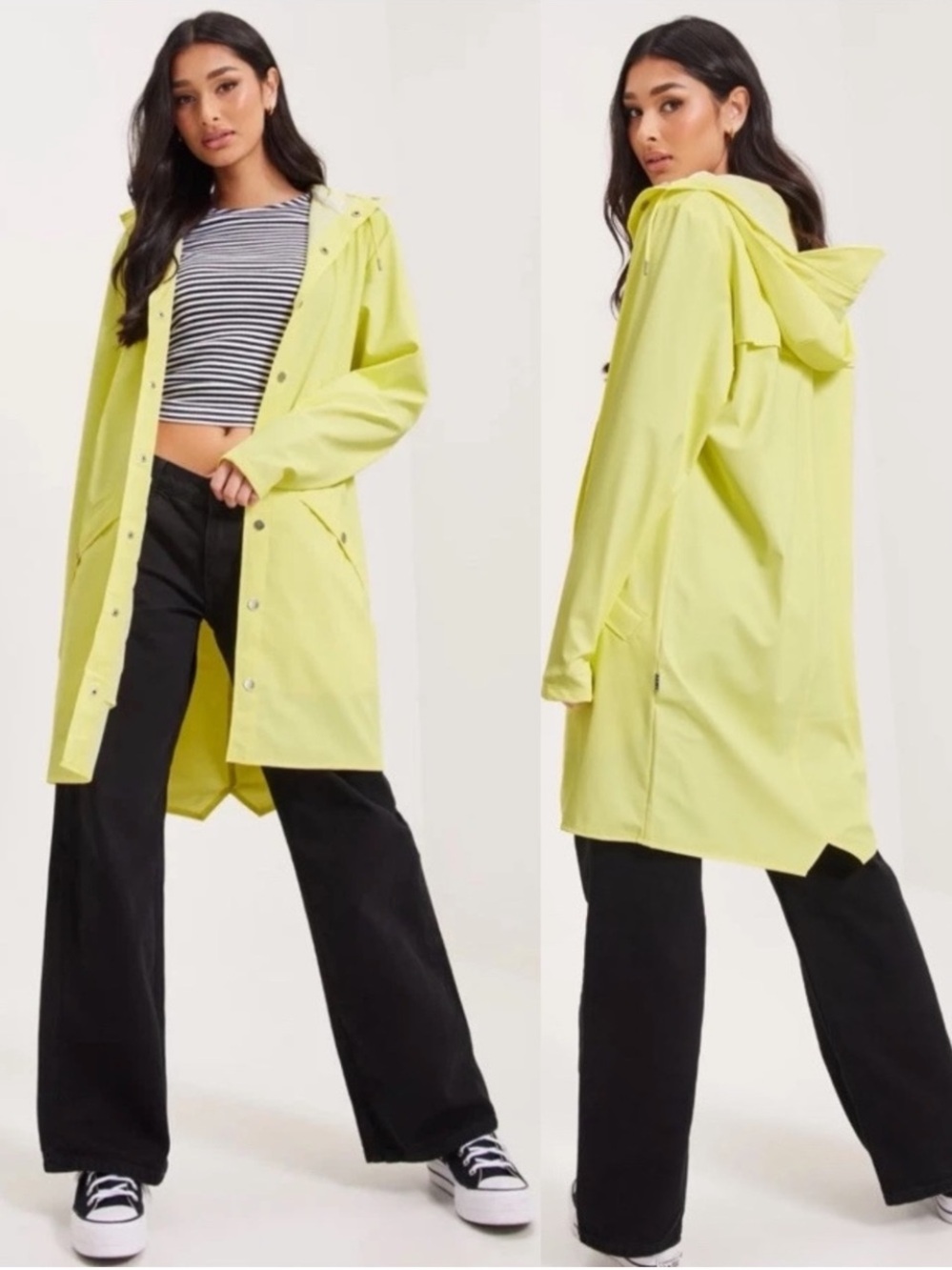 NWT RAINS Yellow Straw Long Jacket Waterproof Unisex Rain Coat Medium M